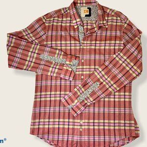 Boss Orange lightweight button down shirt, contrast cuffs & collar, Large